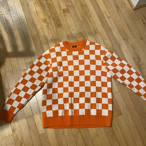 H&M Orange Checked Sweater